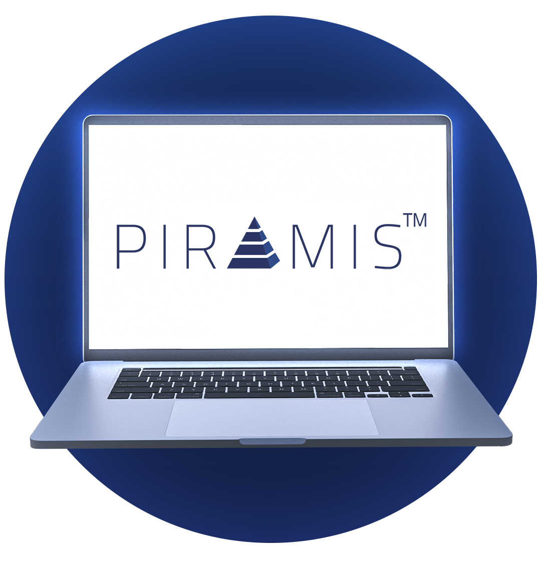 Laptop PIRAMIS logóval a képernyőn